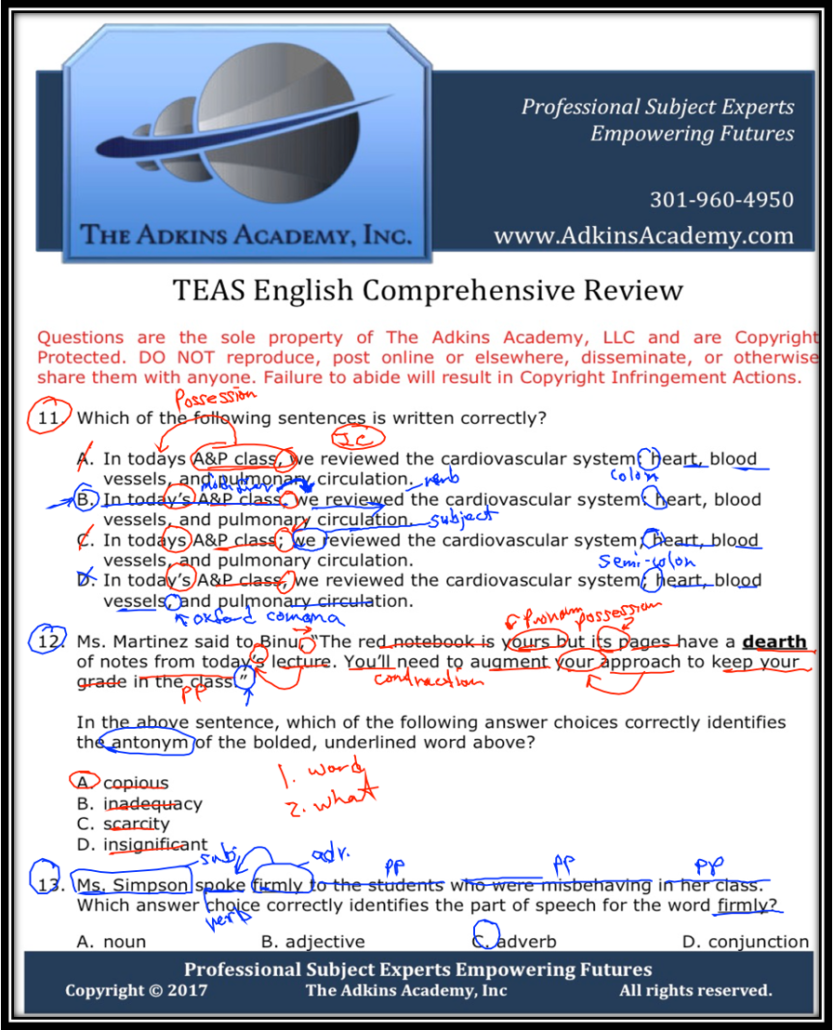 TEAS English Questions | TEAS Prep | TEAS English Review | Adkins Academy